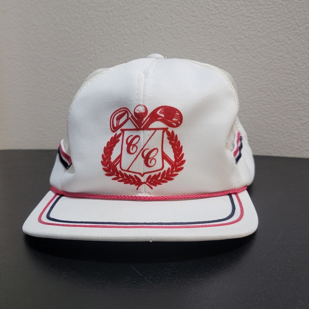 Vintage Ya Golf Country Club White Mesh / Red Rope Snapback Adjustable Hat Men's